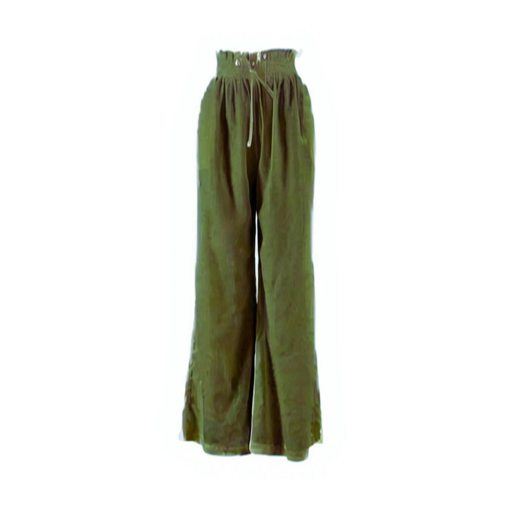 NEW NARY women's high waisted linen lounge pant in army green
